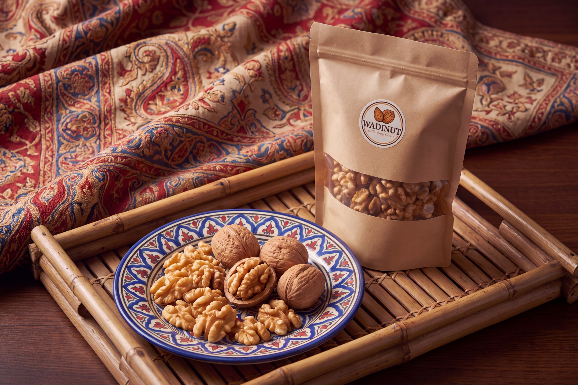 Kashmiri walnut kernels in a bowl showing light amber colour